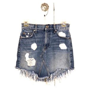 Distressed denim mini skirt - 7 For All Mankind